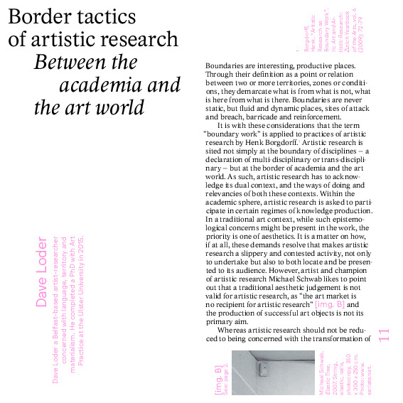 Border Tactics of Artistic Research - Between the Academia and the Art World