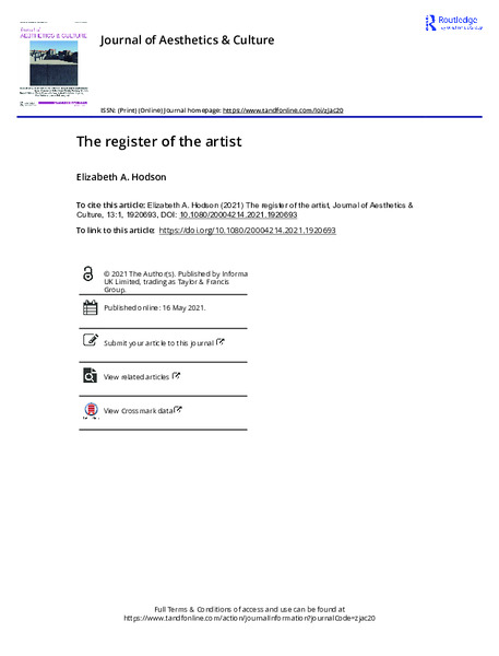 The register of the artist