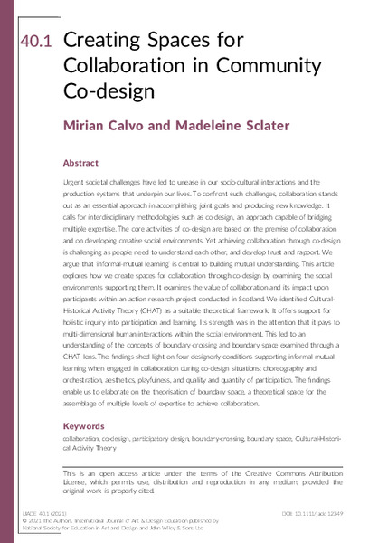 Creating Spaces for Collaboration in Community Co‐design
