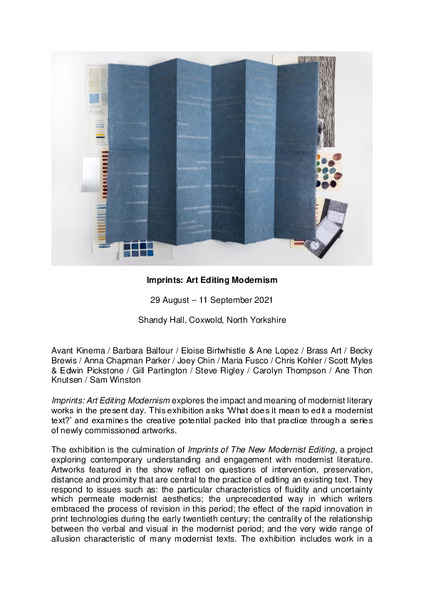 Imprints: Art Editing Modernism