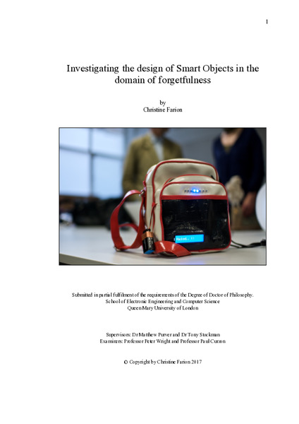 Investigating the design of Smart Objects in the domain of forgetfulness