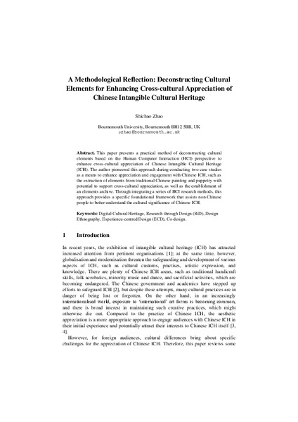 A Methodological Reflection: Deconstructing Cultural Elements for Enhancing Cross-cultural Appreciation of Chinese Intangible Cultural Heritage