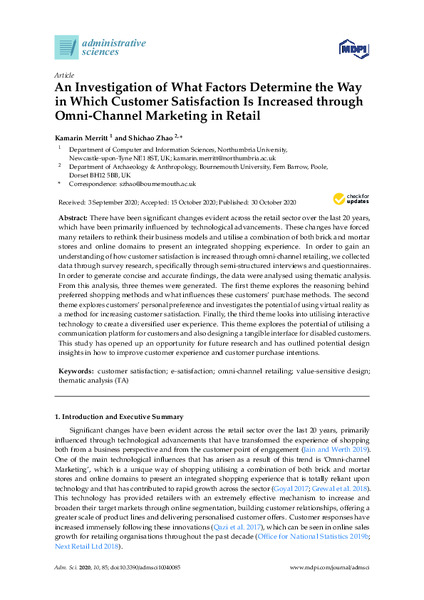 An Investigation of What Factors Determine the Way in Which Customer Satisfaction Is Increased through Omni-Channel Marketing in Retail