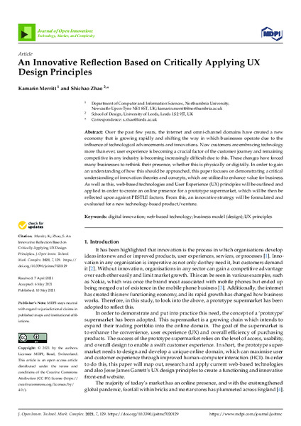 An Innovative Reflection Based on Critically Applying UX Design Principles