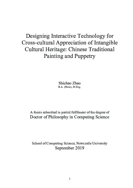 Designing interactive technology for cross-cultural appreciation of intangible cultural heritage: Chinese traditional painting and puppetry