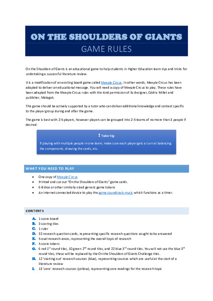 Game rules document