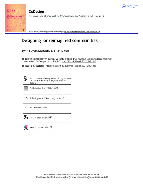 CoDesign Special Issue Introduction: Designing for Reimagined Communities