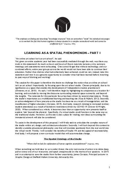 Learning as a Spatial Phenomenon