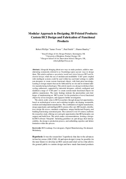 Modular Approach to Designing 3D Printed Products: Custom HCI Design and Fabrication of Functional Products