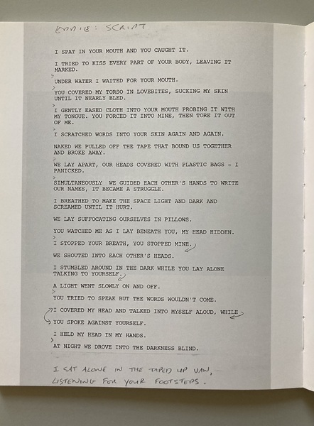 script from 2001 'A Talk in Writing'