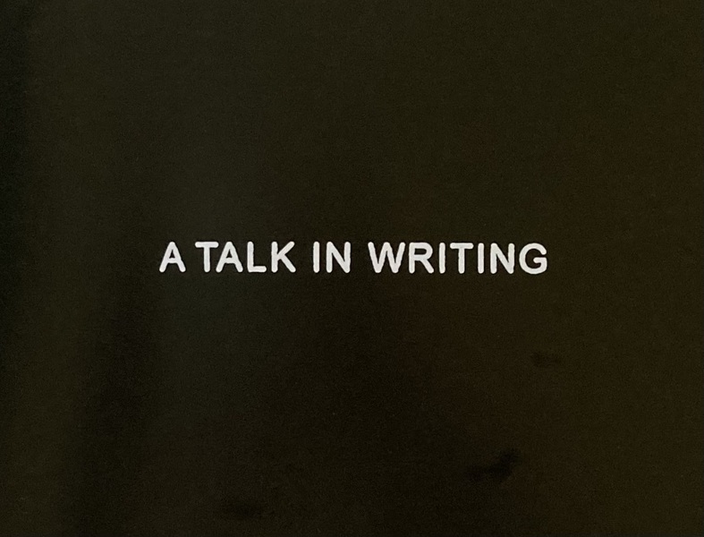 Title image from 'A Talk in Writing' (2001)