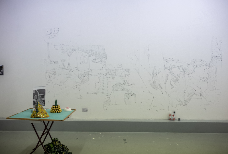 Matter Out of Place (2019) wall drawing in pencil / performance