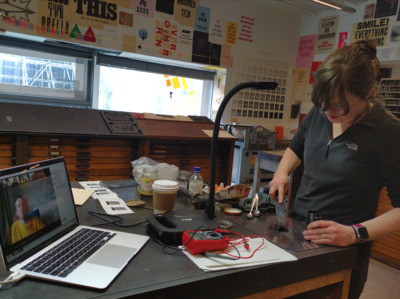 Presentation: A very Incomplete History of Woodblock Printing with Live Conductive Ink Making, Woodcutting and Printing Demonstration