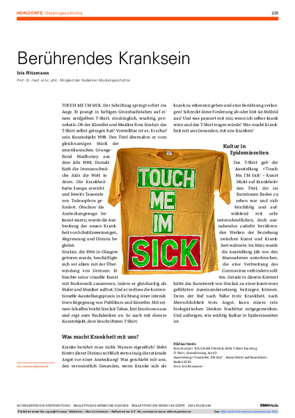Touch Me I’m Sick - Kunst blickt auf Krankheit