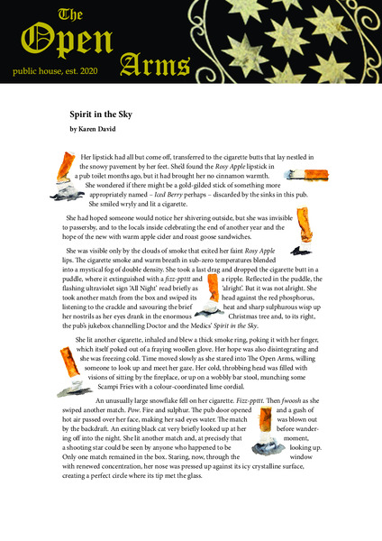 Spirit in the Sky by Karen David for Sally O'Reilly's The Open Arms