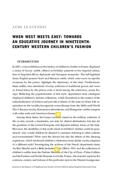 When West meets East: Towards an educative journey in nineteenth century Western Children’s Fashion