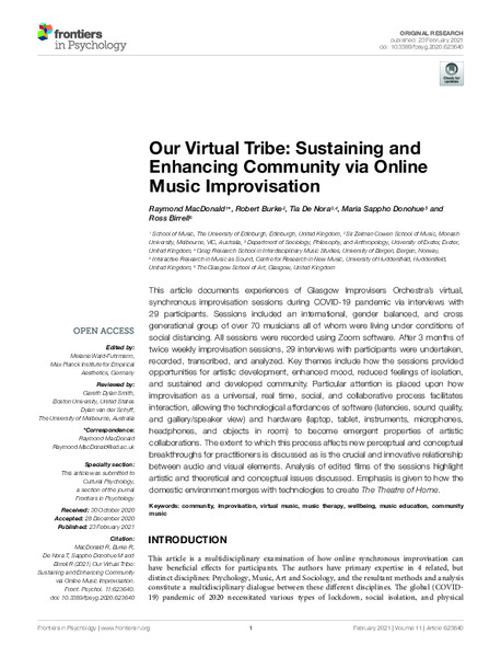 Our Virtual Tribe: Sustaining and Enhancing Community via Online Music Improvisation