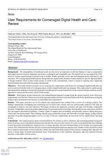 User Requirements for Comanaged Digital Health and Care: Review