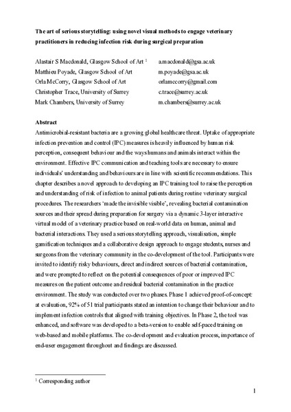The art of serious storytelling: using novel visual methods to engage veterinary practitioners in reducing infection risk during surgical preparation