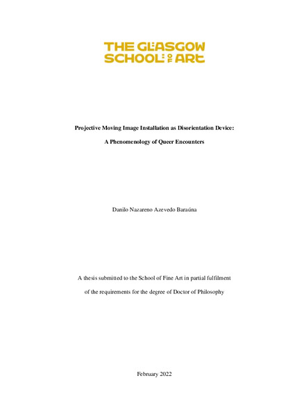 Projective Moving Image Installation as Disorientation Device: A Phenomenology of Queer Encounters