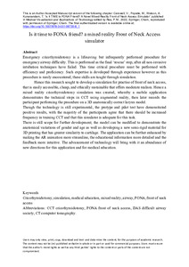 Is It Time to FONA Friend? A Novel Mixed Reality Front of Neck Access Simulator