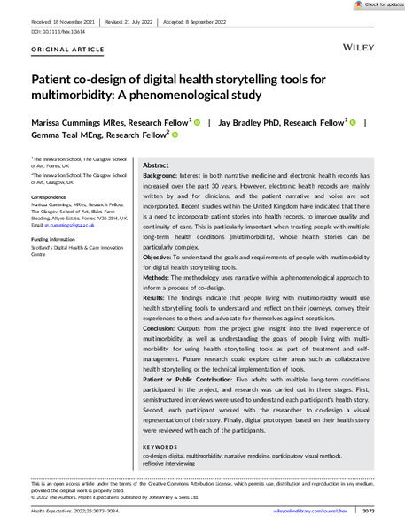 Patient co-design of digital health storytelling tools for multimorbidity: A phenomenological study