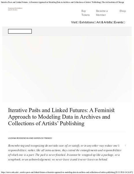 Iterative Pasts and Linked Futures: A Feminist Approach to Modeling Data in Archives and Collections of Artists’ Publishing