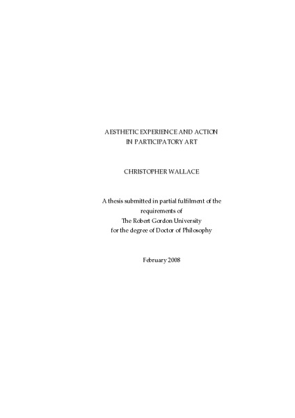 Aesthetic Experience and Action in Participatory Art
