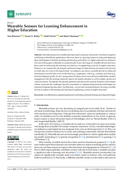 Wearable sensors for learning enhancement in higher education