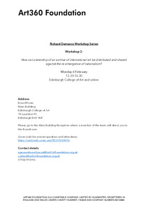 Photograph of the Art360 Foundation Richard Demarco Workshop, Edinburgh College of Art, Monday 6 February 2023
