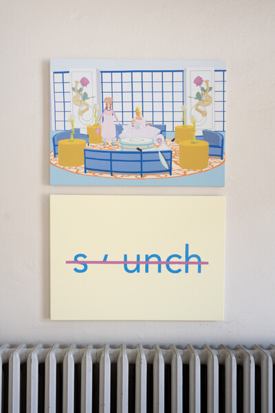 Laurence Figgis, S’unch, 2022, dye-sublimation print, acrylic paint on 2 canvases, each 60 x 84 cm, ©Laurence Figgis