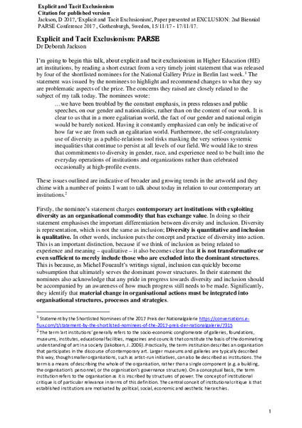 Explicit and Tacit Exclusionism