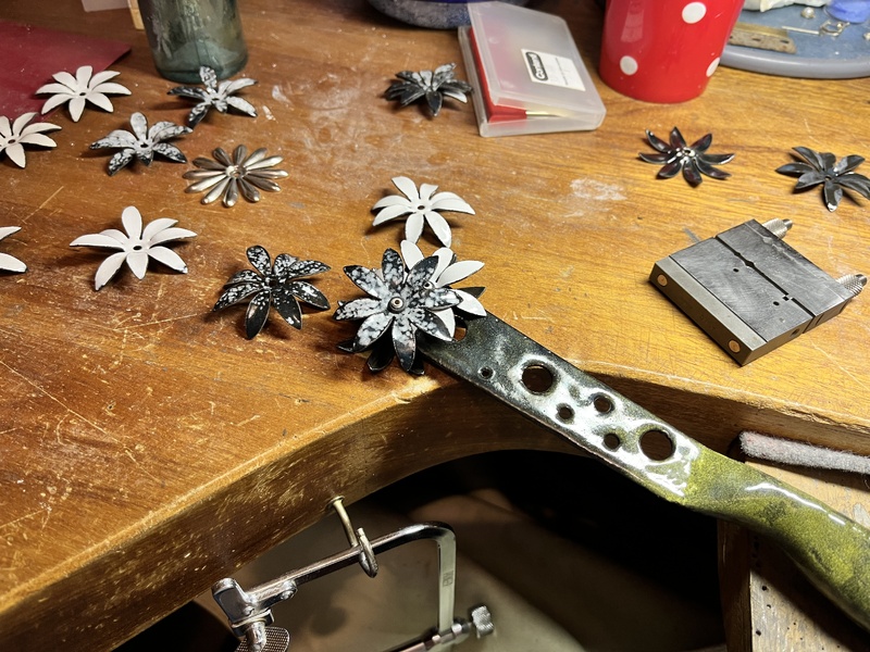 Piece under construction at the bench