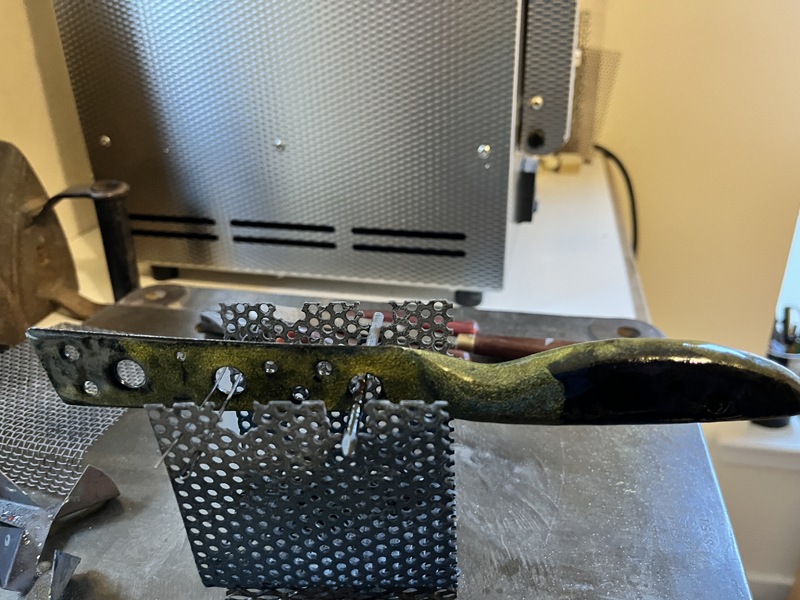 Enamelled knife- in progress image