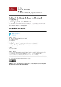 Children’s clothing collections, problems and perspectives: A case study of French and British Museums
