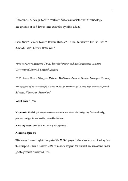 Exoscore: A Design Tool to Evaluate Factors Associated With Technology Acceptance of Soft Lower Limb Exosuits by Older Adults