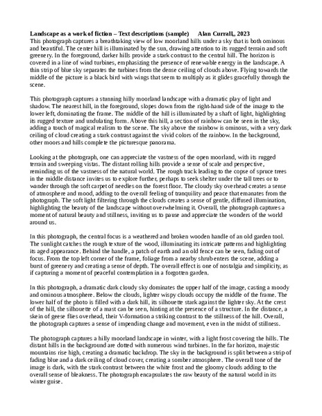 Landscape as a work of fiction (working title)