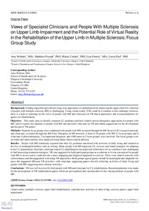 Upper Limb Impairment and the potential role of Virtual Reality in the Rehabilitation of the Upper Limb in Multiple Sclerosis: views of specialist clinicians and people with MS