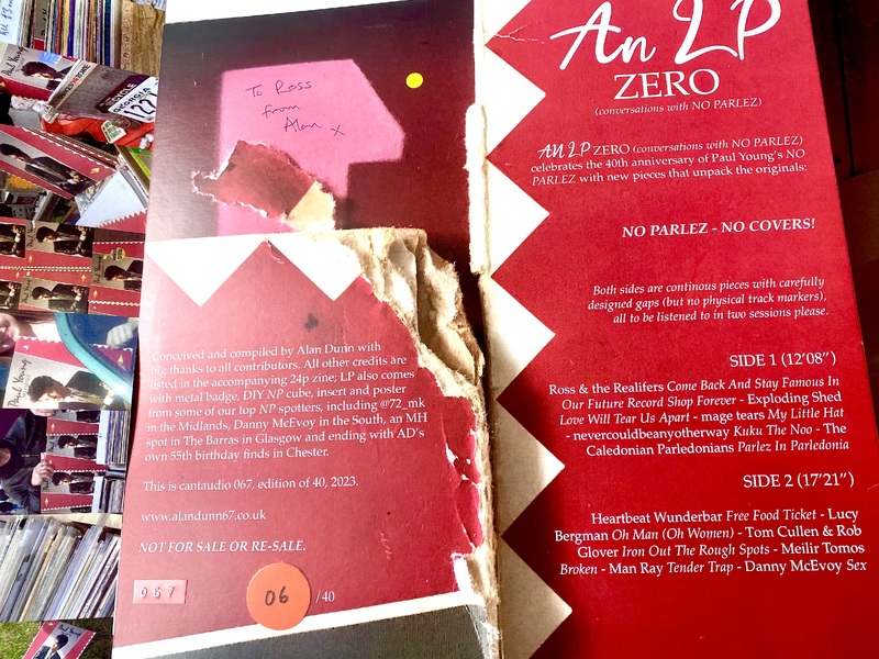 An LP Zero
2 x Songs released on art compilation album inspired by Paul Young's No Parlez Album. Compiled and published by Alan Dunn (Leeds Beckett University), songs written, recorded, performed by Sinclair