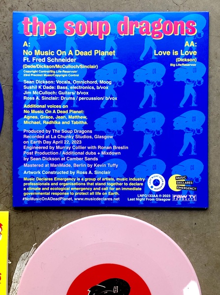 Love is Love/No Music on a Dead Planet AA SIde 7" Vinyl Single, 2 x Different Covers, 3 x coloured vinyl, released on Last Night From Glasgow record label. 2 x Music Videos made to support the singles