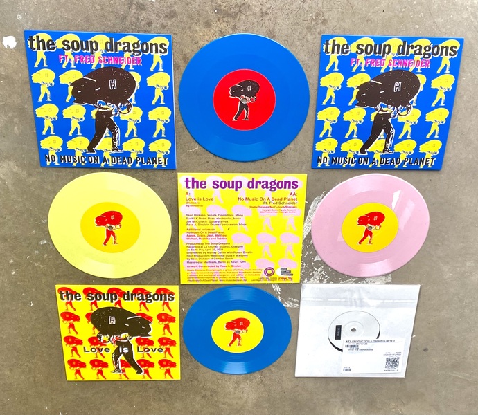 Love is Love/No Music on a Dead Planet AA SIde 7" Vinyl Single, 2 x Different Covers, 3 x coloured vinyl, released on Last Night From Glasgow record label. 2 x Music Videos made to support the singles