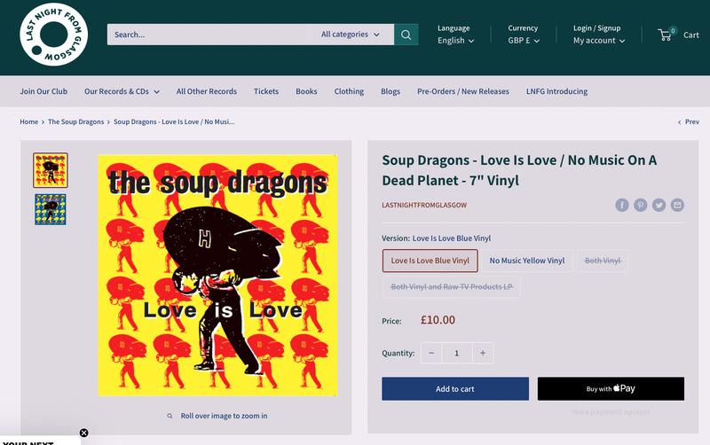 Love is Love/No Music on a Dead Planet AA SIde 7" Vinyl Single, 2 x Different Covers, 3 x coloured vinyl, released on Last Night From Glasgow record label. 2 x Music Videos made to support the singles