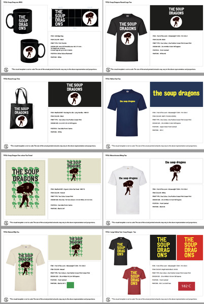 Tour Merchandise 2023, a range of merchandise designed, produced and sold on The Soup Dragons 2023 reunion tour