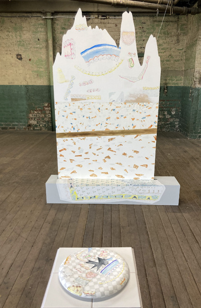 Zoë Mendelson Sensorscape 2 (Unswept Floor) 2023 oil on wood with foresso