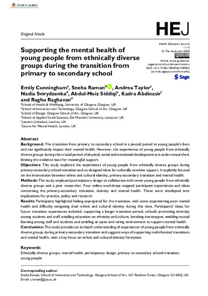 Supporting the mental health of young people from ethnically diverse groups during the transition from primary to secondary school