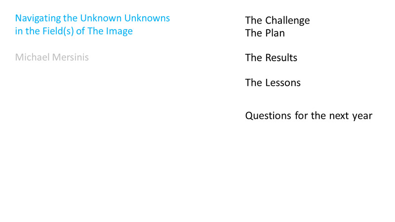 Navigating the Unknown Unknowns in the Field(s) of The Image