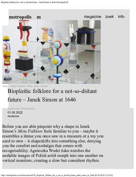 Bioplastic folklore for a not-so-distant future - Janek Simon at 1646